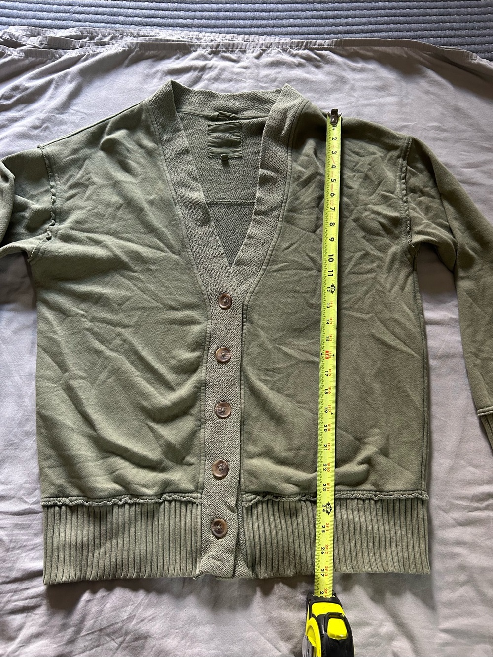 aerie Olive Green Button-Front V-Neck Cardigan sz small - Picture 6 of 8